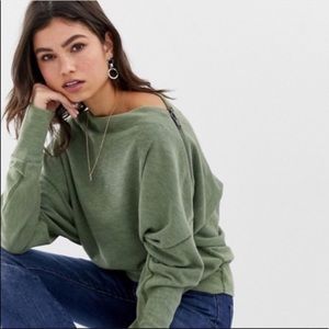 Free People Nikala Tee Sage Green Large NWT